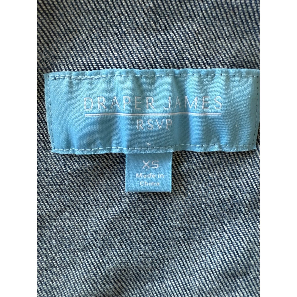 Draper James RSVP Ruffle Denim Jacket XS Button Front Romantic‎ Fitted Stretch - Picture 3 of 12